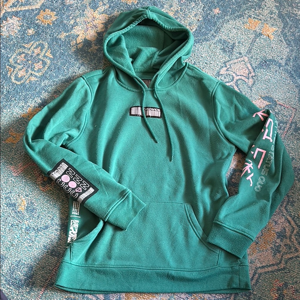 Green Hoodie with Graphic Details